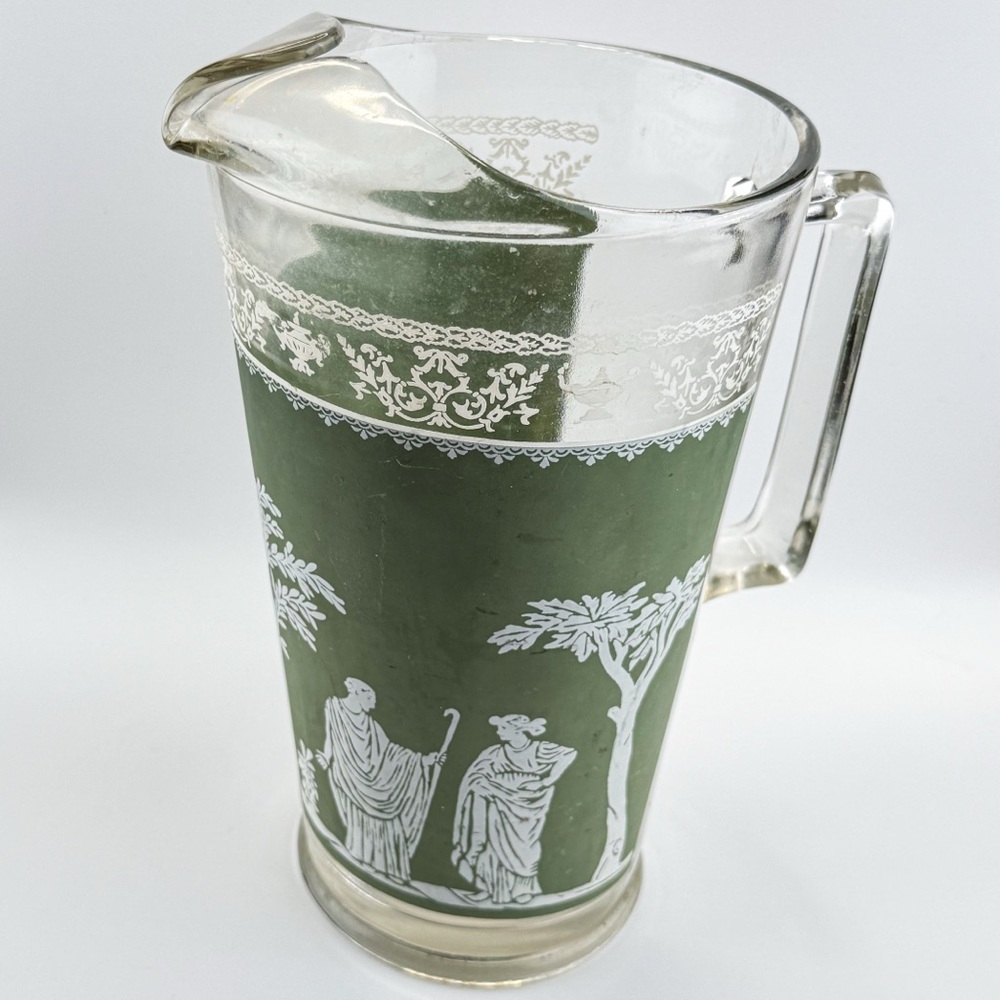 Vintage Jeannette Glass Hellenic Green Pitcher